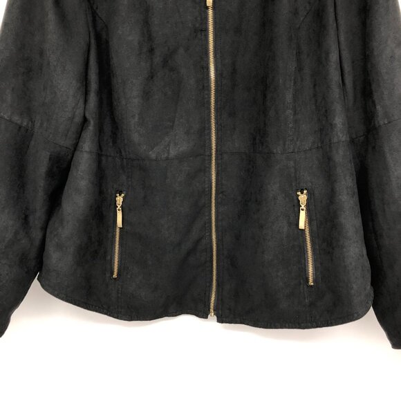 Anne Carson Black Full Zip Faux Suede Jacket size XL - Picture 6 of 14
